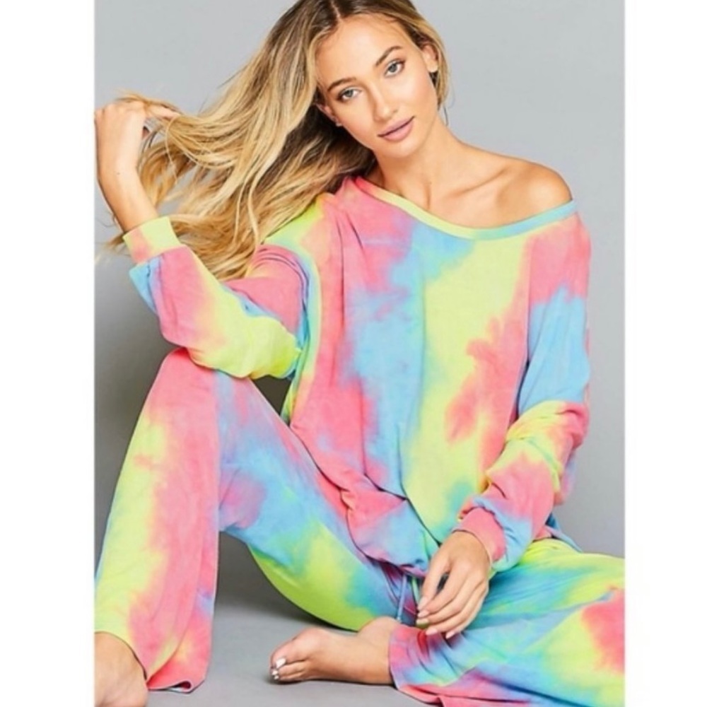 NWT!Sale🔥Tie Dye Bright Neon joggers  Drawstring - Picture 3 of 7
